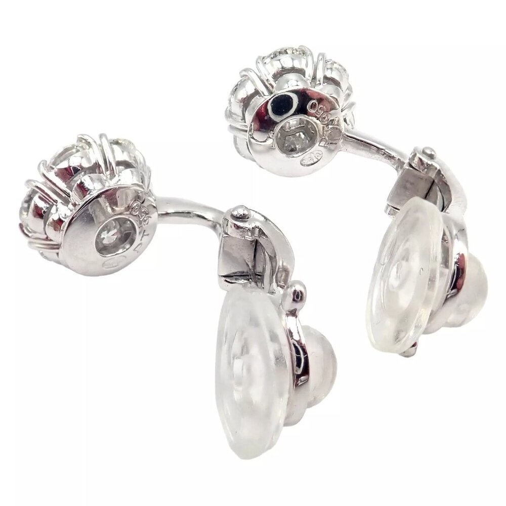 Authentic! Van Cleef & Arpels Platinum Diamond Fleurette Flower Earrings - Picture 12 of 16